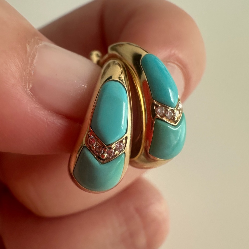 Kabana 14K Gold and Turquoise Earrings